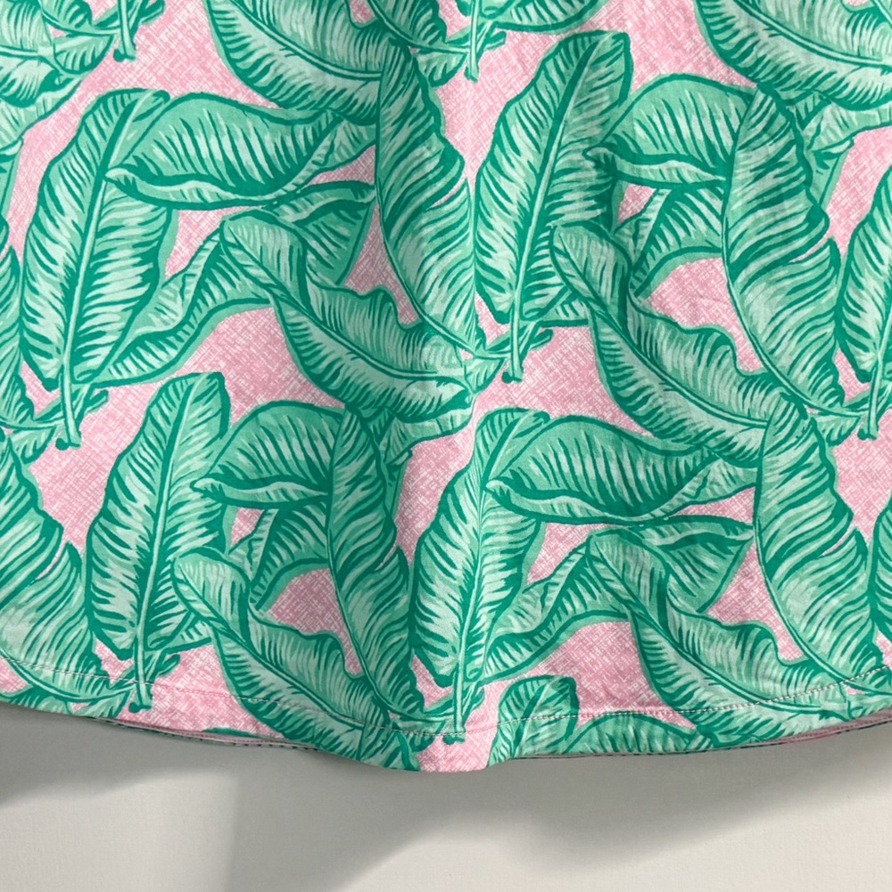 Vineyard Vines Palm Print Shirt Dress Size 14 Pink Green Sleeveless - Picture 6 of 16
